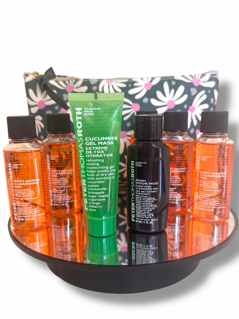 Peter Thomas Roth 9pc Travel Bag Set Anti- Aging Cucumber Mask Irish Moor Mud